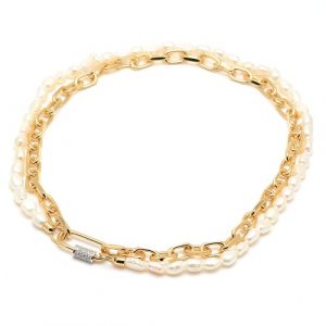 Collar Oro Eslabones Perlados